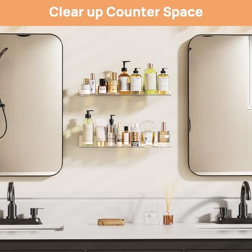 upsimples 2 Pcs 15" Acrylic Shelves for Wall Display and Storage, Clear