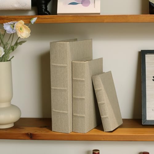 Decorative Book Boxes / Warm Taupe / 13",10",8 / Set of 3