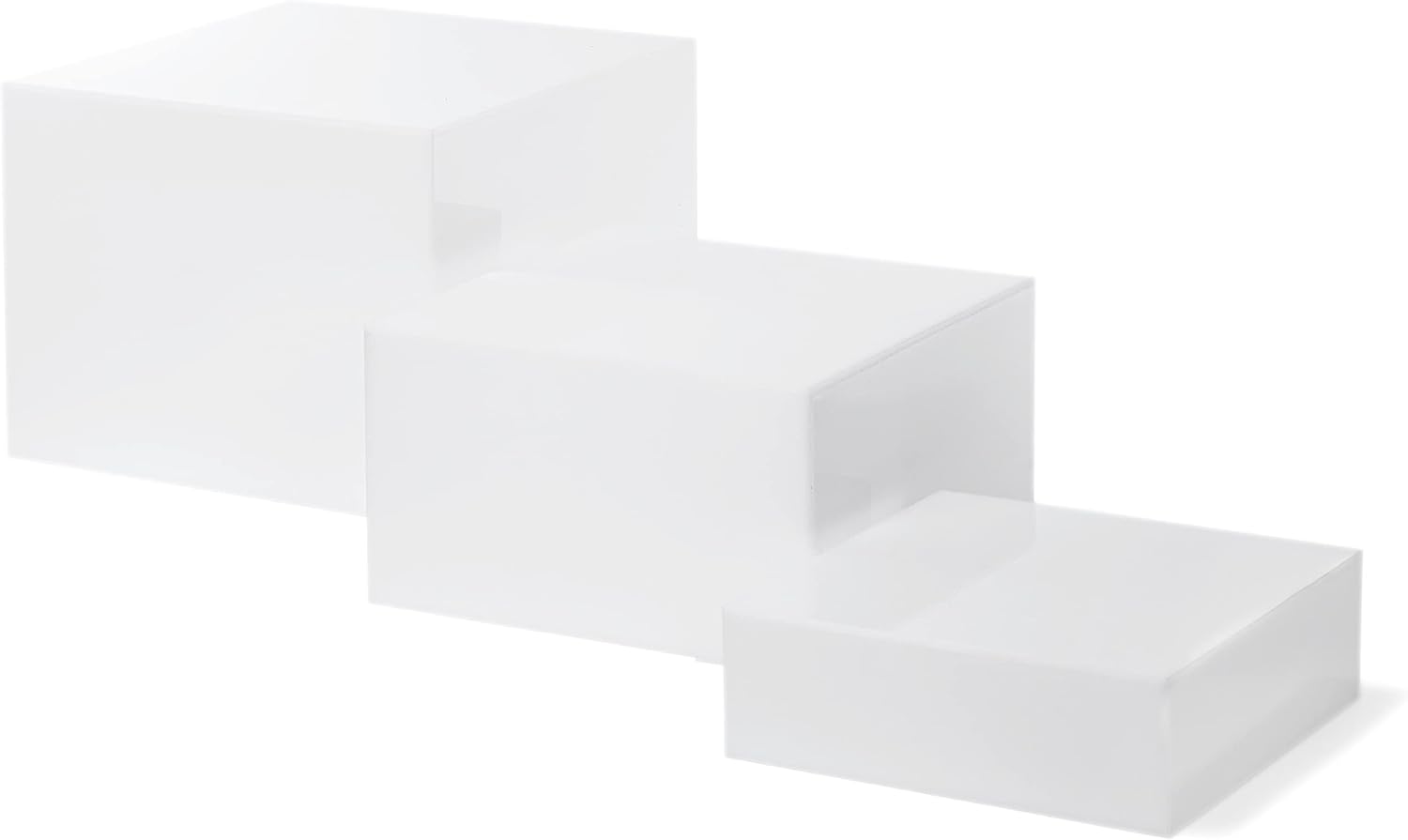 Red Co. Set of 3 Glossy White Acrylic Cube Display Nesting Risers with Hollow Bottoms - 2 Pack