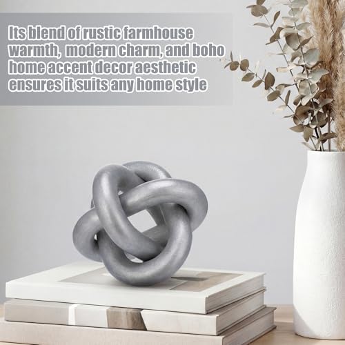 Yalikop 3 Link Wood Knot Decor Rustic Table Shelf Accents, Silver