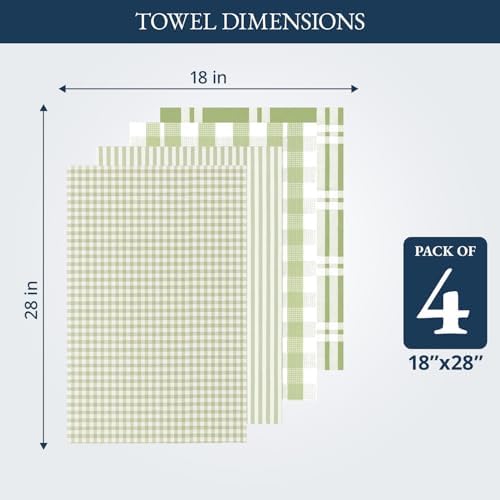 LANE LINEN Cotton Dish Towels for Kitchen Quick Drying, Durable 4 Pack