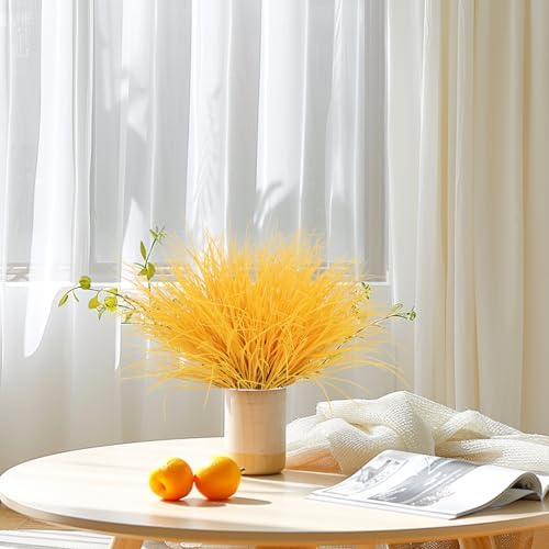 RECUTMS 12Pcs Artificial Grass Pure Yellow Outdoor Plants Tall Grass Spring