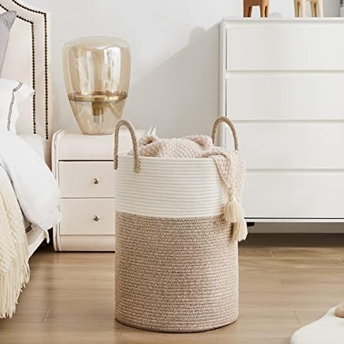 YOUDENOVA Cotton Rope Laundry Hamper Basket, 72L Blanket Basket for Bedroom