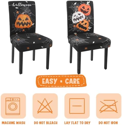 Halloween Chair Covers Set of 6 Pumpkin Ghost Spider Parsons Slipcovers