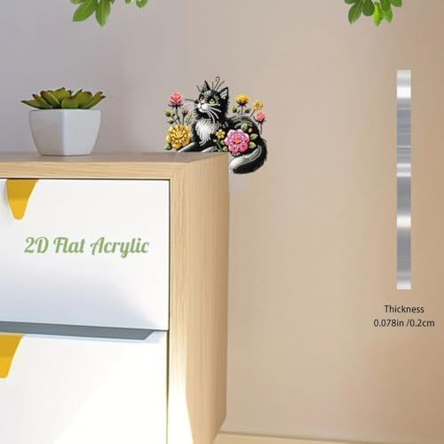 DIY Diamond Art Painting Animal Door Corner Decor, PVC Frame Signs with Black Cat Designs for Holiday Home, Festive Wall Hanging Gift for Family