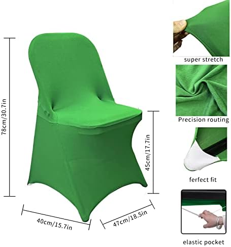 HAINARverS Folding Chair Covers for Wedding, 10pcs Green