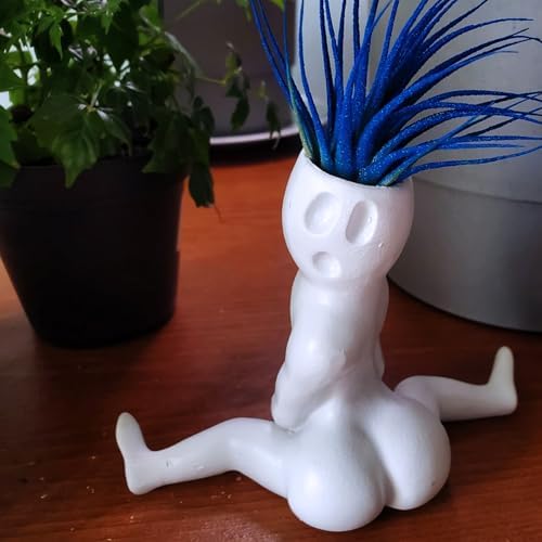 Funny Halloween Big Booty Ghost Planter Display Gag, Hilarious Air Plant Holder Gag Gift, Resin Air Fern Display Stand Prank Gift Decor for Indoor Outdoor Home Office, White