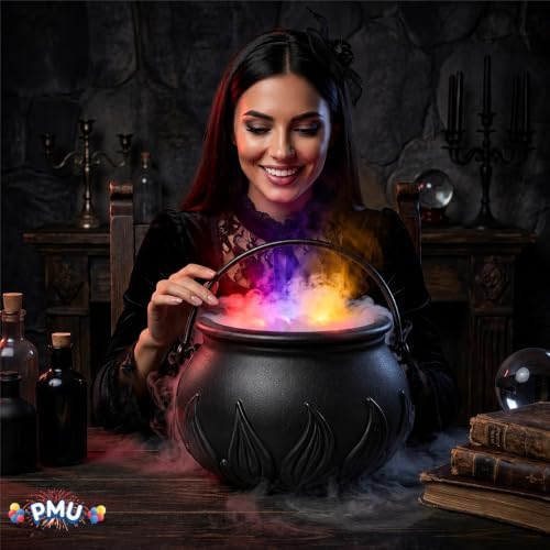 PMU 2pc Cauldron set, 10in Black Cauldron w/Mist Maker & Multicolor Fogger