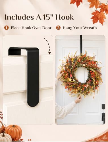 26" Fall Wreaths for Front Door: Berry Autumn Wreaths with Hanger