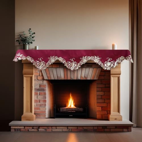 Decozen Mantel Scarf for Fireplace, Mantle Runner Cover Christmas Holiday Fireplace Decor Mantel Decoration Housewarming Gift