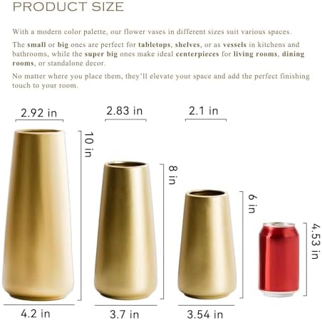6" Gold Ceramic Flower vase / Light Gold / Small