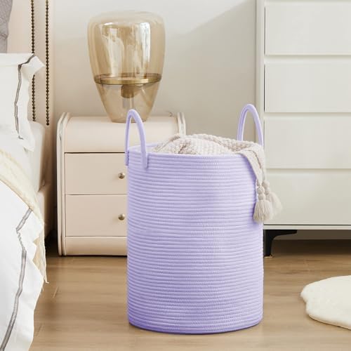 YOUDENOVA Cotton Rope Laundry Hamper Basket, 58L Blanket Basket for Nursery