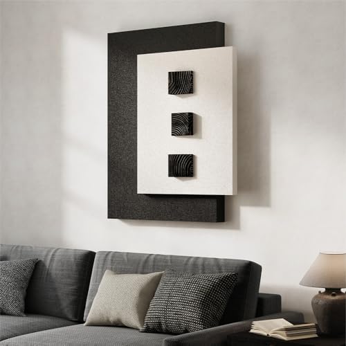 Cuspin Modern Black and White 3D Wall Art for Living Room, 28x36 In