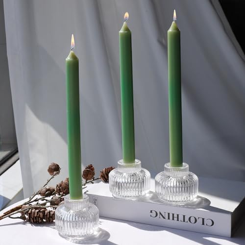 Woho 4pcs Candle Stick Candle Holder, Clear Taper Candle Holder for Wedding
