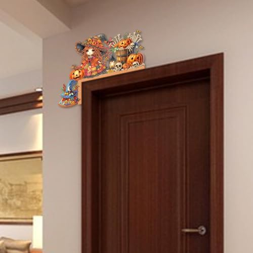 DIY Diamond Art Wooden Door Corner Decoration – Halloween Frame Sign Kit, Creative Wall Art Mosaic Frame Sign for Home Decor & Gifts