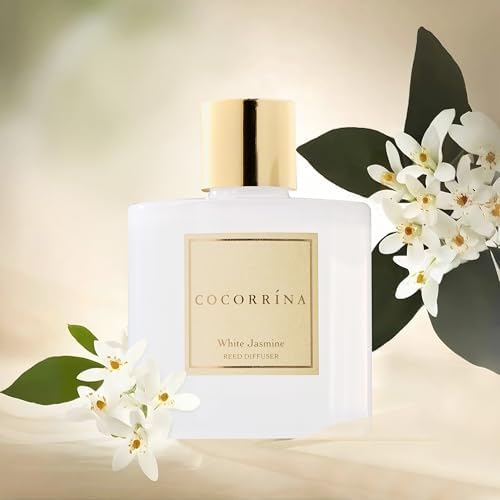 COCORRÍNA Reed Diffuser - White Jasmine 6.7 Fl.oz Reed Diffuser Set with Sticks & Preserved Baby's Breath, Reed