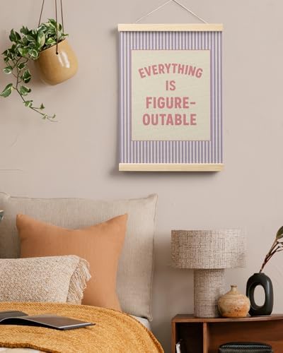 FGFK Everything Is Figureoutable Positive Affirmations Wall Art Poster Hanger Frame, Preppy Pink and Purple