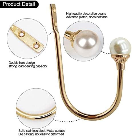 6 Pack Curtain Holdbacks Wall Mounted Curtain Tiebacks Hooks Plastic Pearl U Shape Curtain Tiebacks with Screws Curtain