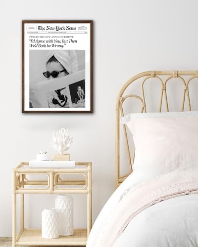 EcoHest 12x16 in Cool Girl Newspaper Framed Wall Art for Bedroom