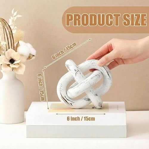 Yalikop 3 Link Wood Knot Decor Rustic Table Shelf Accents, Retro White