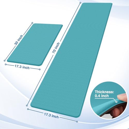 StepRite Kitchen Mats for Floor, 2-Piece Anti-Fatigue Kitchen Rugs, Green