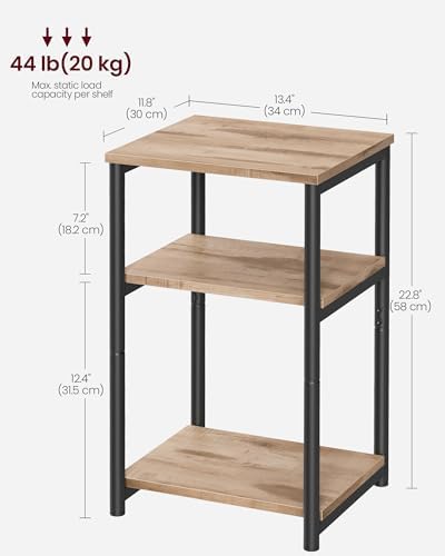 VASAGLE Side Table, Small End Table, Tall Nightstand, Steel Frame