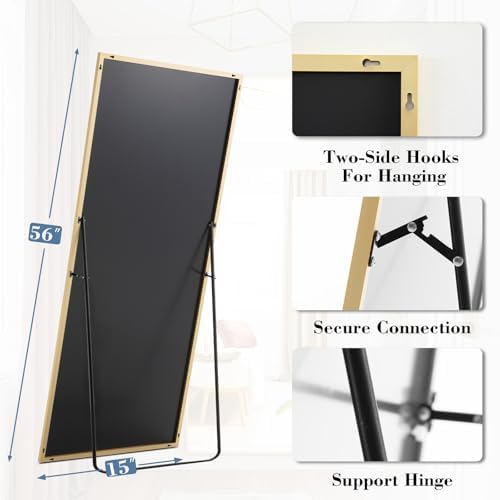 DUMOS 56"x15" Full Length Mirror with Stand, Full Body Floor Mirror