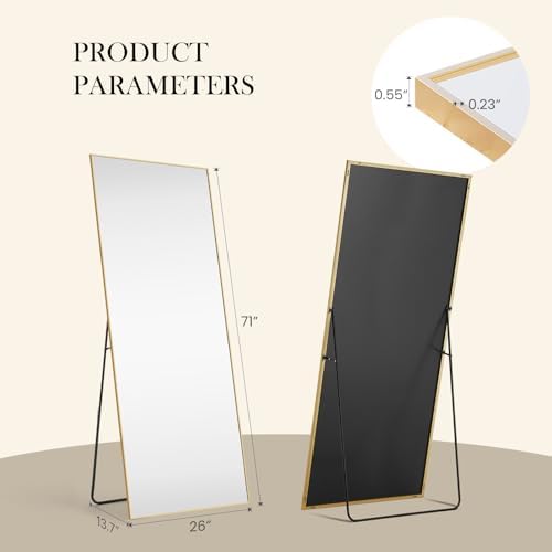 DUMOS 70.4"x25.6" Full Length Mirror with Stand, Full Body Floor Mirror