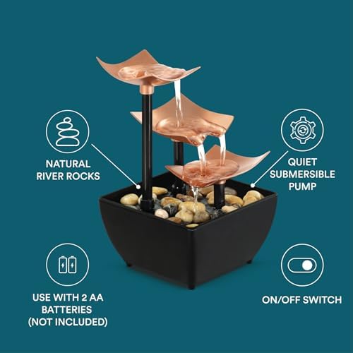Homedics Tabletop Water Fountain, 3 Tier Indoor Waterfall Fountain