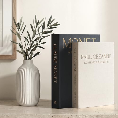 Faux Decor Book Storage Box for Decoration / Grey&beige - Mid Century / 2 Book Set / Set of 2