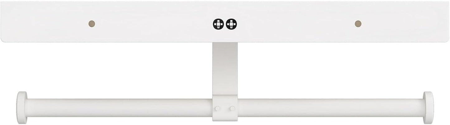 Bathroom Toilet Paper Holder with Shelf, Wall Mount, Double Roll, White