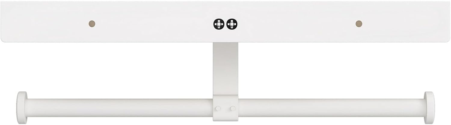 Bathroom Toilet Paper Holder with Shelf, Wall Mount, Double Roll, White