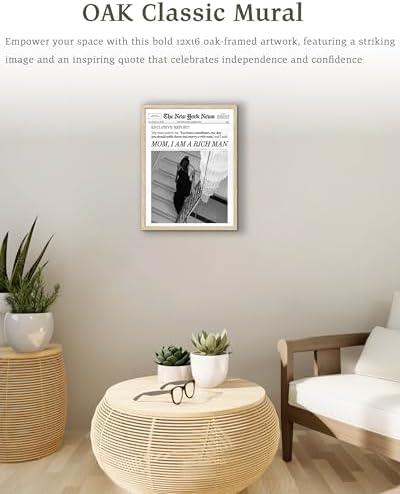 EcoHest 12x16 in Mom I Am a Rich Man Newspaper Framed Wall Art