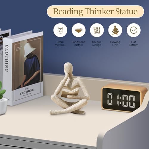 UTTCMK Bookshelf Decor Thinker Statue - Abstract Art Reading Thinker Sculpture Figurine Aesthetic, Modern Home