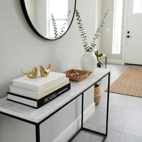 Linen Faux Book Box Set of 3, Black and White Decorative Books for Shelves, Fake Books for Decoration with Secret