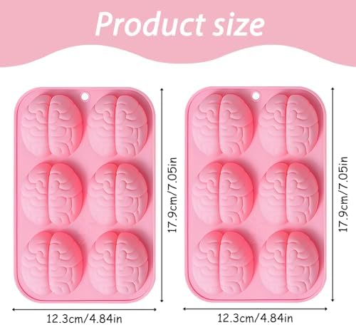 Brain Silicone Mold, 6-Cavity, 17.9x12.3 cm, Pack of 2