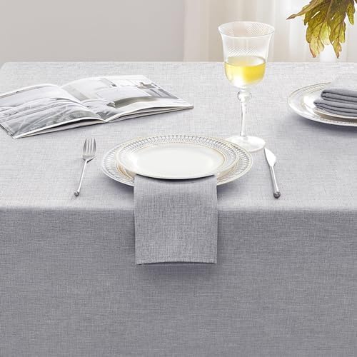 Softalker Small Outdoor Tablecloths Rectangle 70 x 52 Inch Grey Linen Textured Table cloth Stain and Wrinkle Resistant Table Cover for Spring,Easter,Summer,Party,Garden,Coffee Farmhouse Decor Tabletop