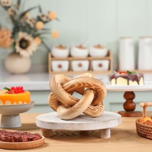 Yalikop 3 Link Wood Knot Decor Rustic Table Shelf Accents, Burnt