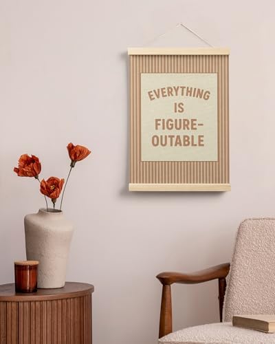 FGFK Everything Is Figureoutable Positive Affirmations Wall Art Poster Hanger Frame, Retro Warm Beige Inspirational