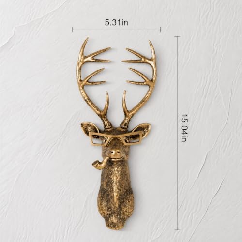 UITWMKTG Gold Deer Head Wall Decor - Modern Animal Wall Sculpture, Deer Wall Art for Living Room, Bedroom, Office, Gold