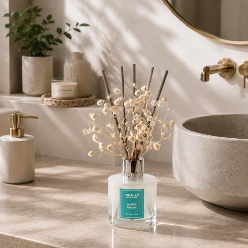 Airkeep Reed Diffuser Set,3.38 fl oz (100 ml) - Watery Freesia Oil Diffusers with 8 Reed Sticks, Home Fragrance Reed