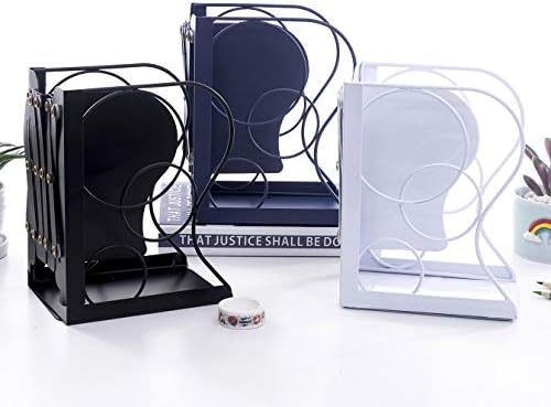 Adjustable Bookends Metal Book Ends for Heavy Book Holder Heavy Duty Bookends Nonskid / Black-round