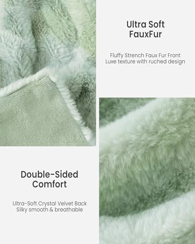Ultra Soft Cozy Faux Fur Throw Blanket, Fuzzy Plush Thick Bubble Blanket, Luxury Fluffy Blanket for Couch, Sofa