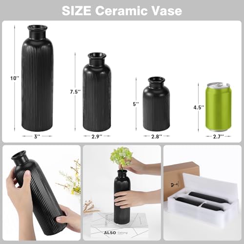 Small Ceramic Vase / Black / Set of 3