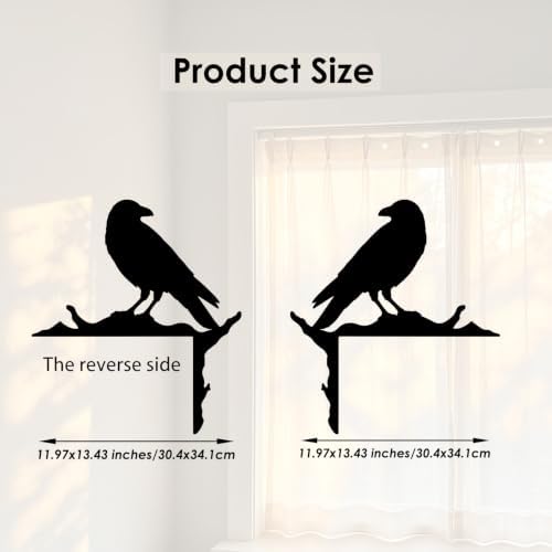 Jidecor Raven Door Corner Decor Gothic Metal Crow Wall Art 12 x 13.4 in