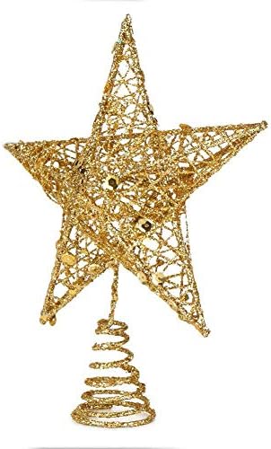 BinaryABC Iron Christmas Tree Star Topper,20cm Glittering Tree Topper