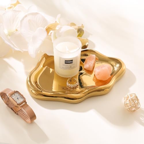 Ceramic Jewelry Tray Trinket Dish / Gold / 7.7 x 5.3 x 0.6