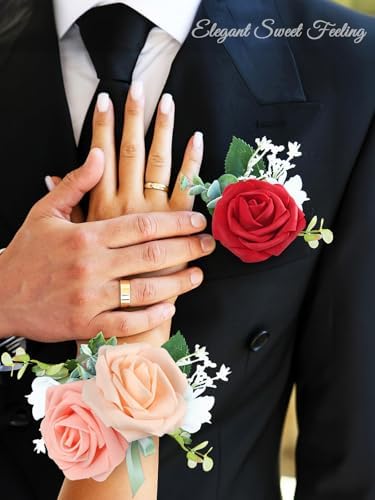30PCS Mix Color Artificial Roses with Stems, Real Touch Foam Flowers