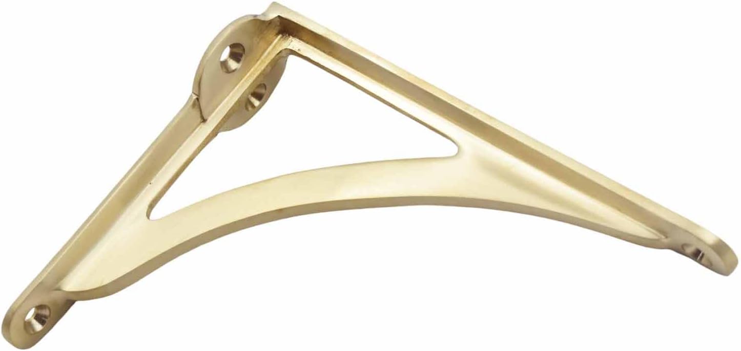 Heavy Duty and Antique Shelf Bracket for Shelving Modern L Shaped / Brass Brushed / 4.5 Inches