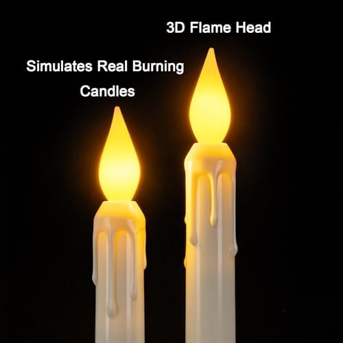 6 Pcs Sensor Dawn to Dusk Window Candles, Flickering Battery Candles for Windows, Ultra Bright Fake Candle Lights with Black Holders, Led Candlesticks for Xmas Home Decor, Warm Yellow Light